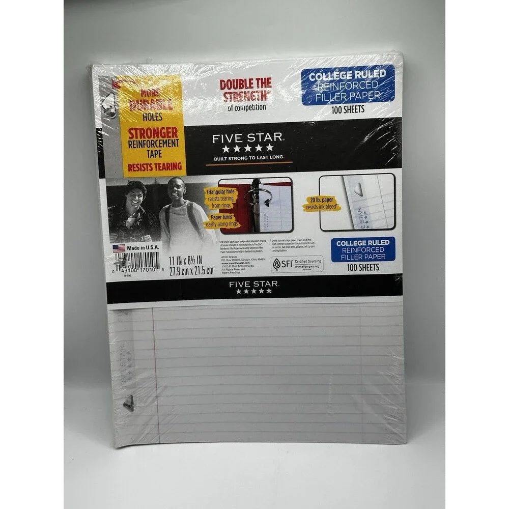 Five Star Filler Paper 100ct & ArtSkills Cardstock 50pk Sealed New Lot of 2